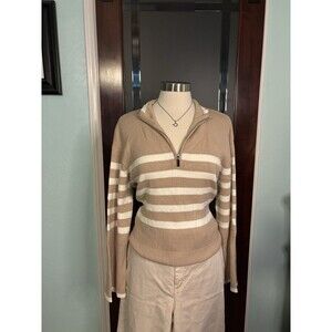 New For The Republic Sweater Khaki Ivory 1/4 Zip Size XL Retail $78 #100
